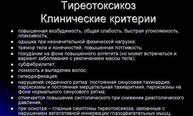 Клинические симптомы тиреотоксикоза